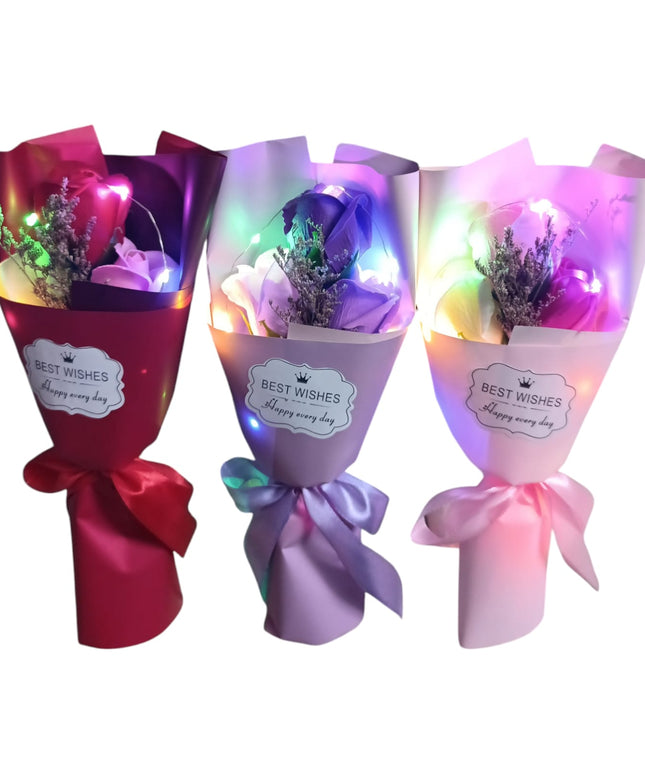 Buchet ornamental Trandafiri cu lumini în cutie cadou 804-15