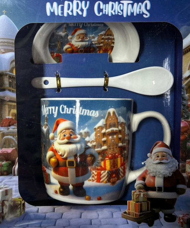 Set cadou Crăciun cană cu capac și linguriță HK2178