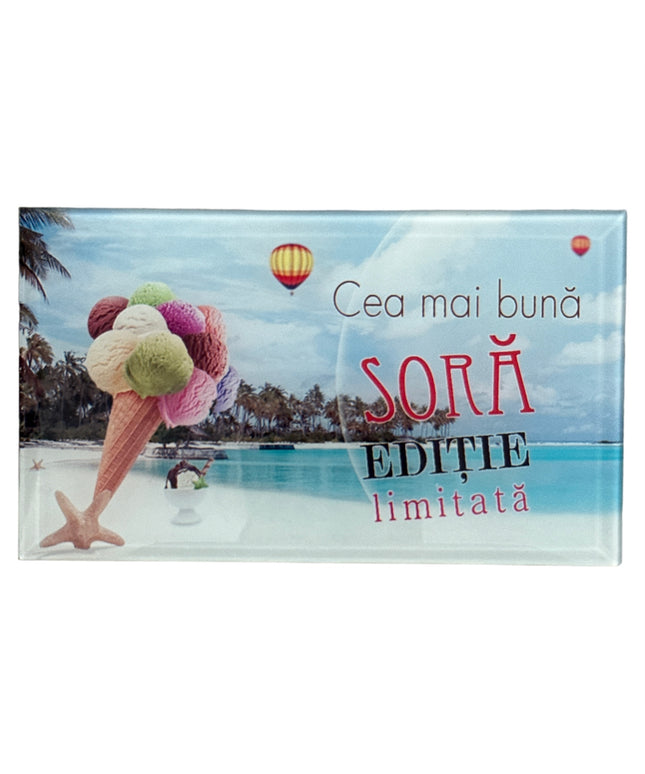 Tablou decorativ din sticlă cu mesaj pentru Sora