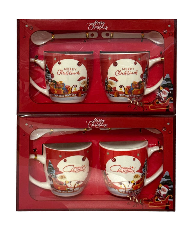 Set cadou Crăciun 2 căni cu linguriță AT1842