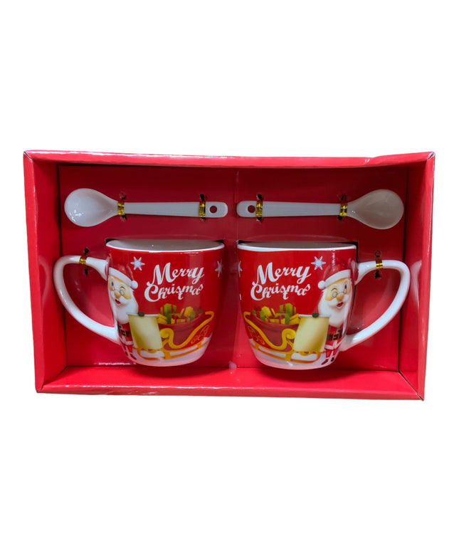 Set cadou Crăciun 2 căni cu linguriță AT1843-B