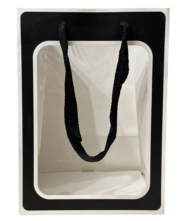 Pungă de cadou alb-negru cu fereastră 12/set 20cm