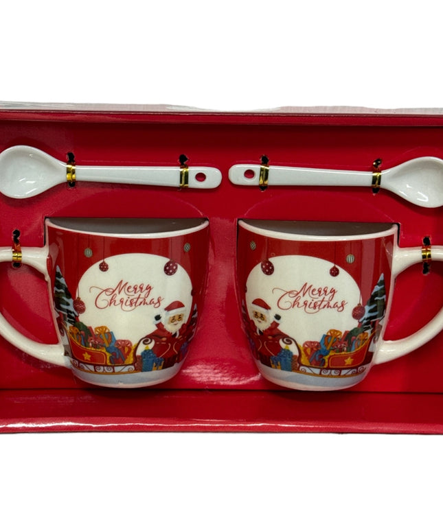 Set cadou Crăciun 2 căni cu linguriță AT1842