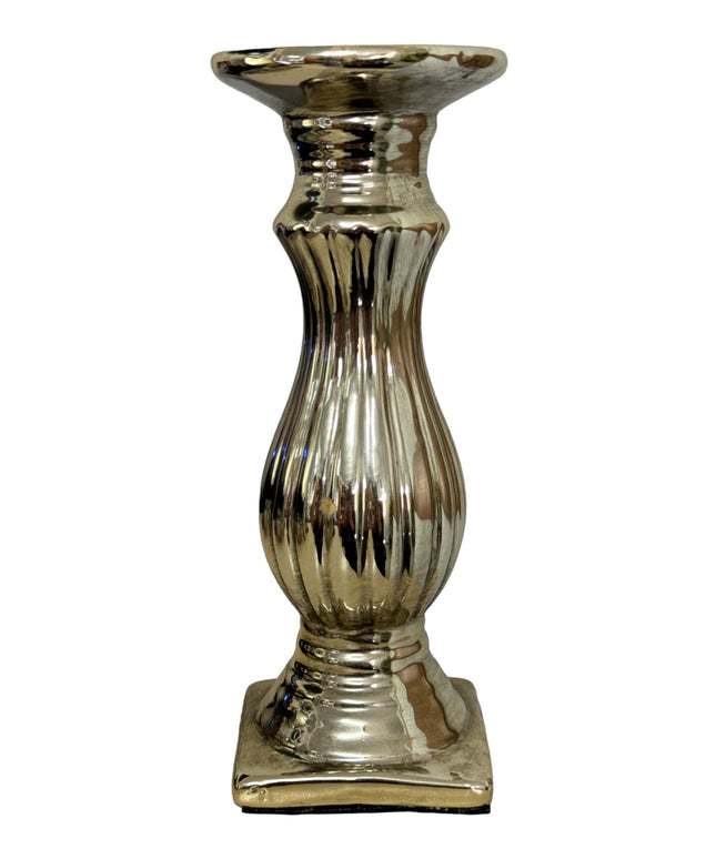 Suport lumânare ceramic argintiu Vintage 20cm