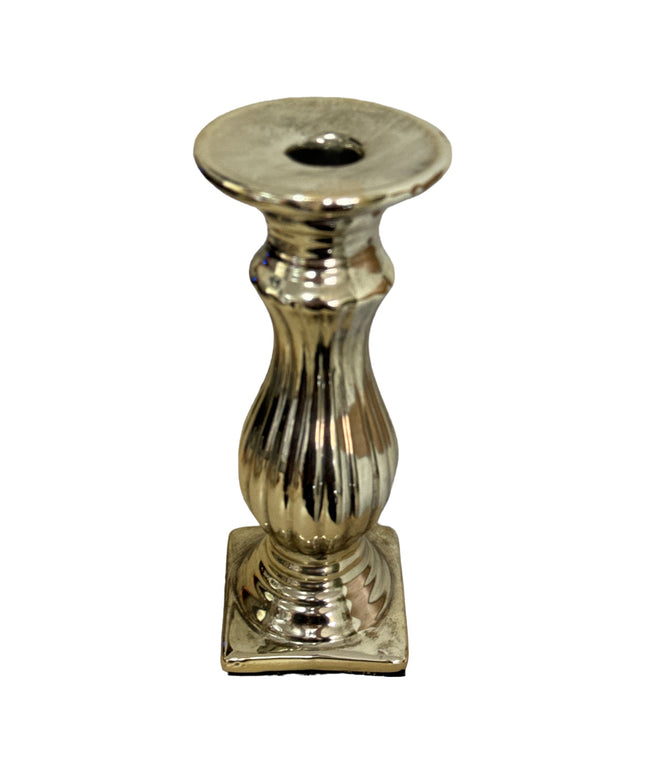 Suport lumânare ceramic argintiu Vintage 20cm
