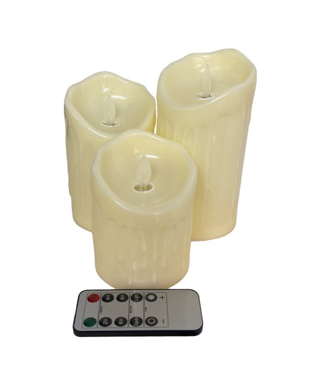 Lumânare cu baterii și telecomandă 3/set 15cm