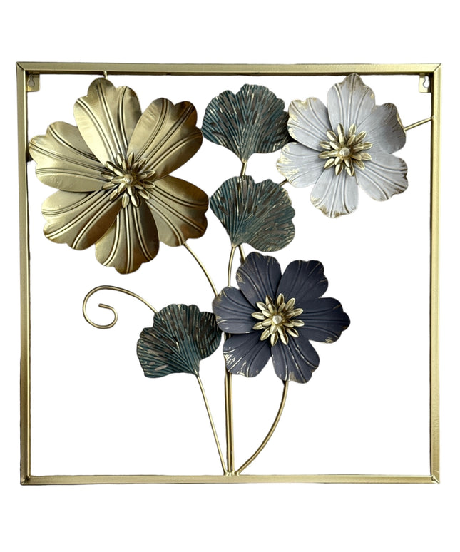Tablou metalic cu flori 3D 45cm