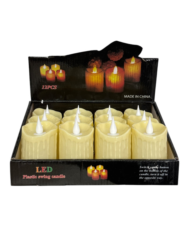 Lumânare decorativă LED flacără mobilă 12/set 8x5cm 1213-1