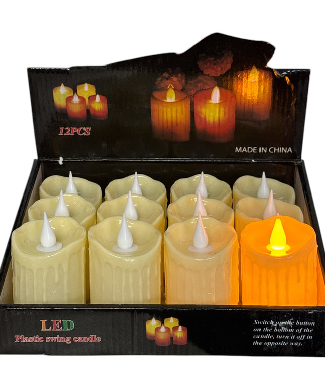 Lumânare decorativă LED flacără mobilă 12/set 8x5cm 1213-1