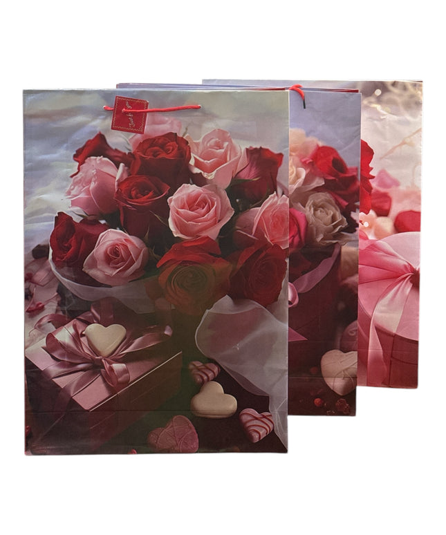 Pungă cadou cu flori 12/set 55x40cm