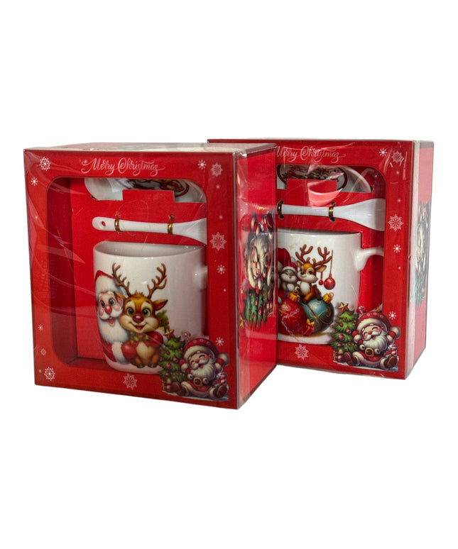 Set cadou Crăciun cană cu capac și linguriță JR73