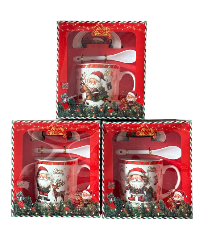 Set cadou Crăciun cană cu capac și linguriță HK2334B