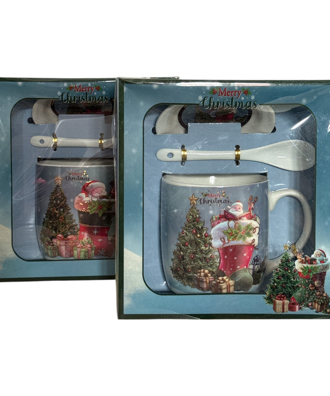 Set cadou Crăciun cană cu capac și linguriță HK2381B