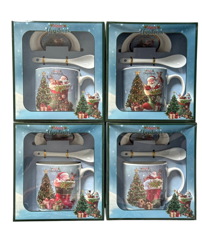 Set cadou Crăciun cană cu capac și linguriță HK2381B