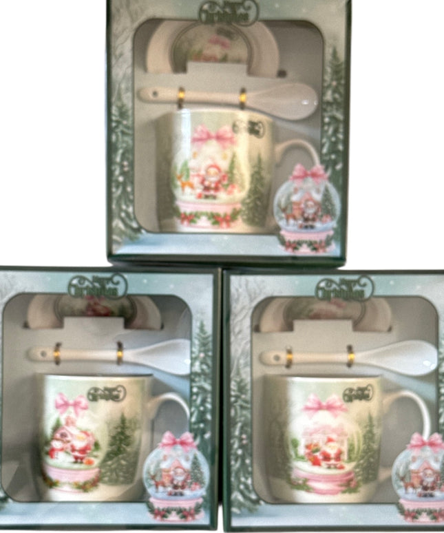 Set cadou Crăciun cană cu capac și linguriță HK2347B