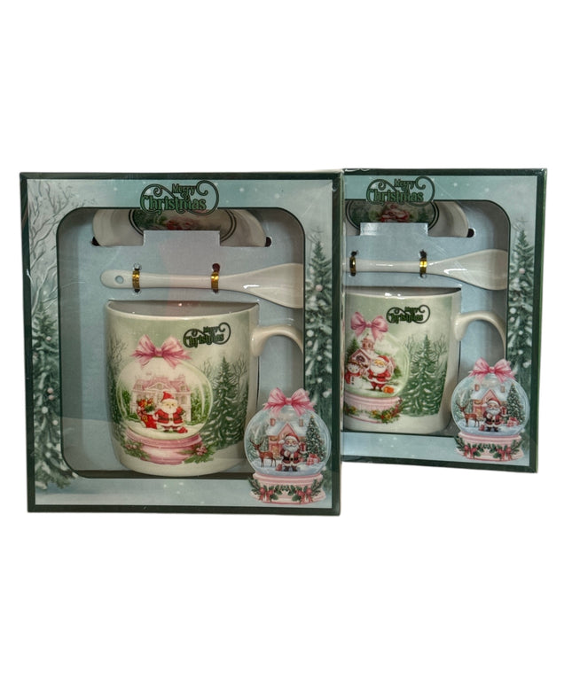 Set cadou Crăciun cană cu capac și linguriță HK2347B