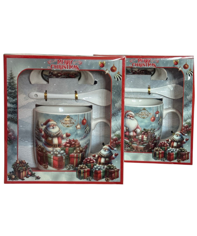 Set cadou Crăciun cană cu capac și linguriță HK2335B