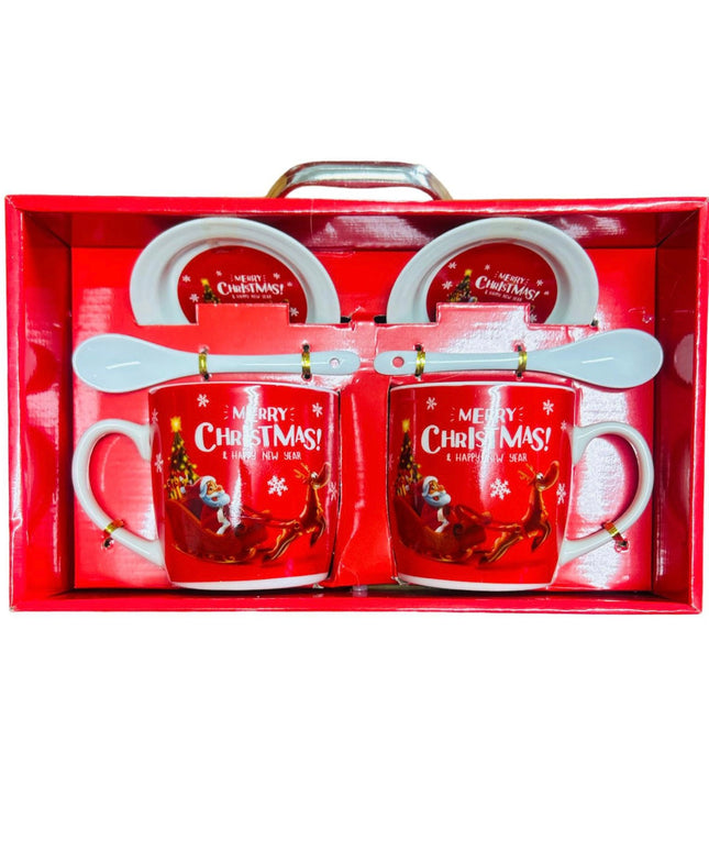 Set cadou Crăciun 2 căni cu capac și linguriță HK1722-B
