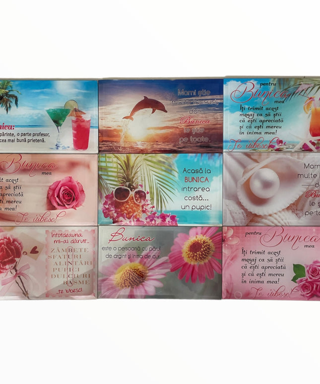 Tablou decorativ din sticlă cu mesaj pentru Bunica 17cm