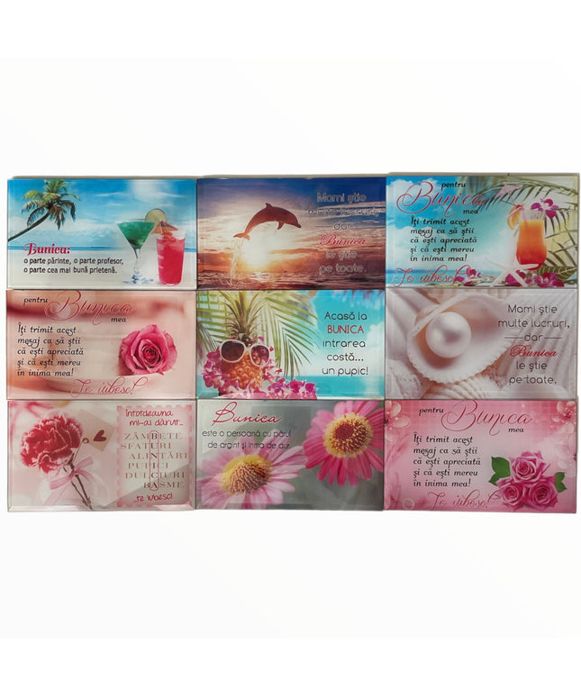 Tablou decorativ din sticlă cu mesaj pentru Bunica 17cm