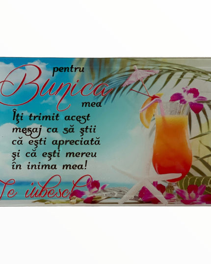 Tablou decorativ din sticlă cu mesaj pentru Bunica 17cm