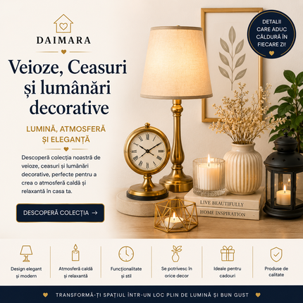 Collection image for: Veioze,Ceasuri și lumânări decorative