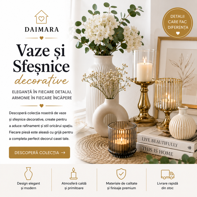 Vaze, sfeșnice și decor luminos