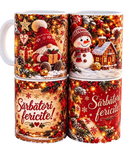 Set 4 Căni “Sărbători fericite!” Crăciun