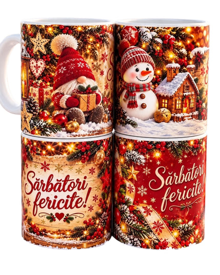 Set 4 Căni “Sărbători fericite!” Crăciun