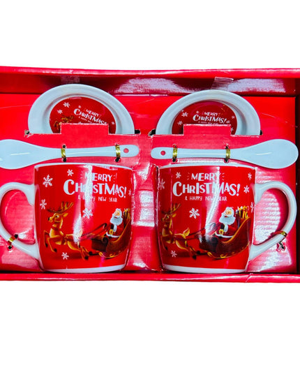 Set cadou Crăciun 2 căni cu capac și linguriță HK1722-B