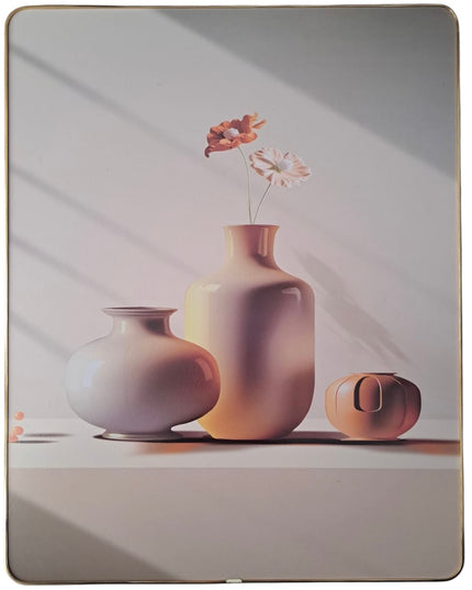 Tablou decorativ minimalist cu vaze și ramă aurie 48x38cm cod 1148-2