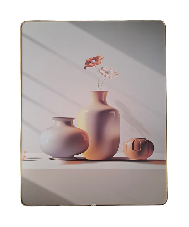 Tablou decorativ minimalist cu vaze și ramă aurie 48x38cm cod 1148-2