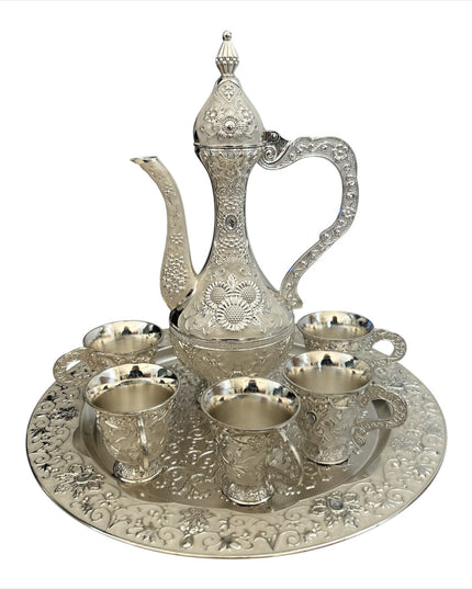 Set Tavă cu carafă + 6 cești Alpaca