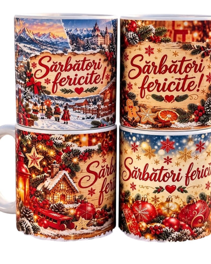 Set 4 Căni “Sărbători fericite!” Crăciun