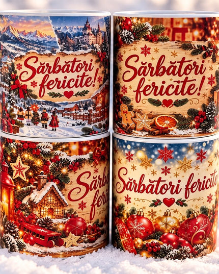 Set 4 Căni “Sărbători fericite!” Crăciun
