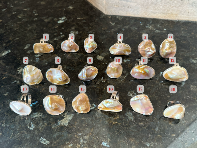 Inel reglabil cu Sidef mediu și cutie de cadou