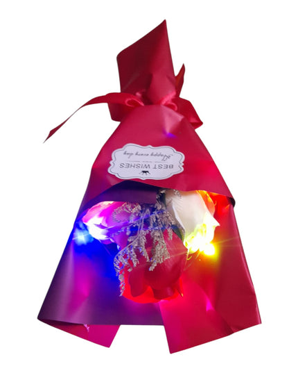 Buchet decorativ în pungă cadou cu lumini 27cm  804-1