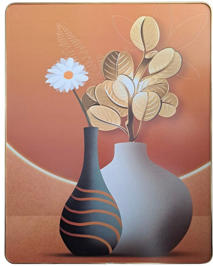 Tablou decorativ modern cu vază și frunze aurii 48x38cm cod 1148-2