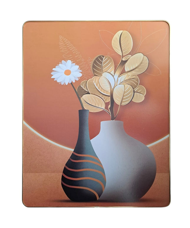 Tablou decorativ modern cu vază și frunze aurii 48x38cm cod 1148-2