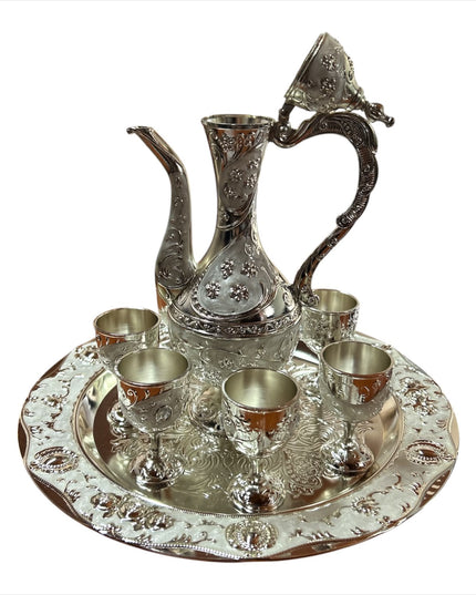 Set Tavă cu carafă + 6 pahare Alpaca