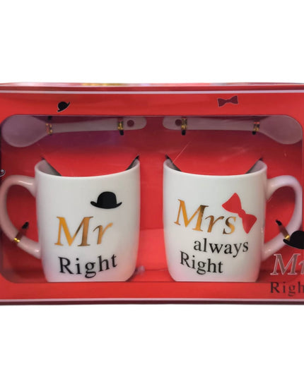 Set cadou 2 căni cu linguriță Mr&Mrs AT1371