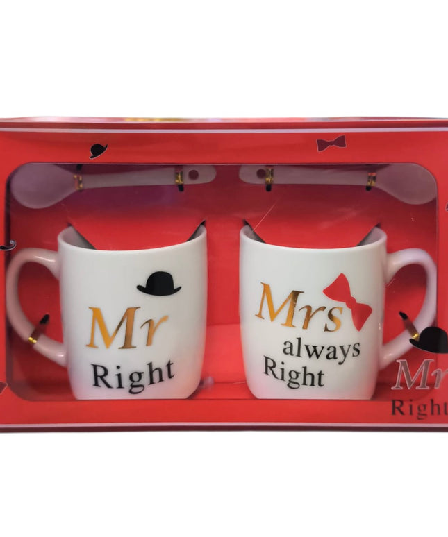 Set cadou 2 căni cu linguriță Mr&Mrs AT1371