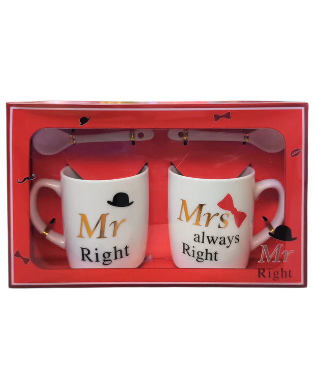 Set cadou 2 căni cu linguriță Mr&Mrs AT1371