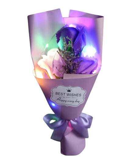 Buchet ornamental Trandafiri cu lumini în cutie cadou 804-15