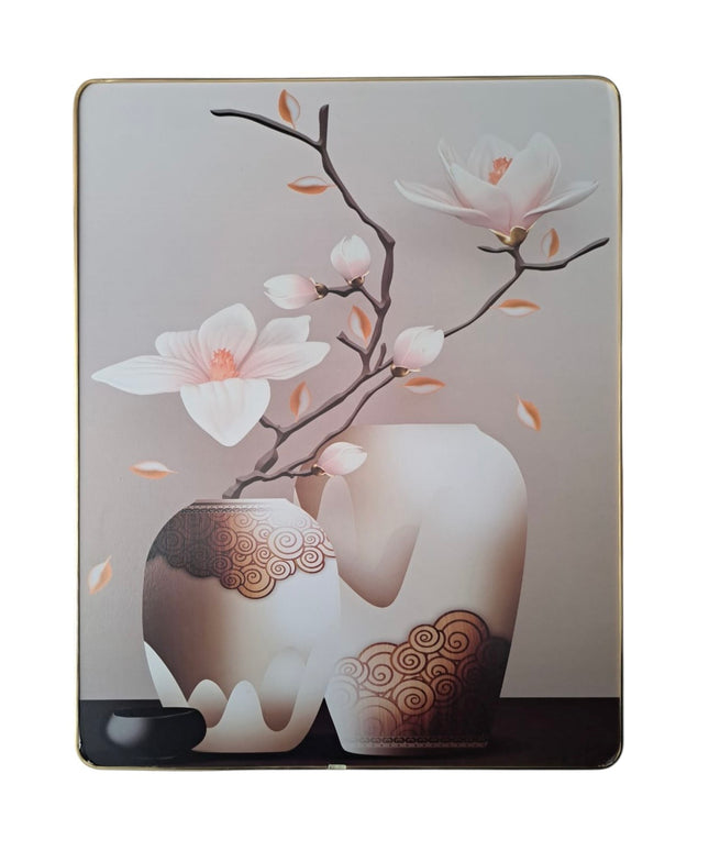 Tablou decorativ floral cu magnolie și ramă aurie 48x38cm cod 1148-2