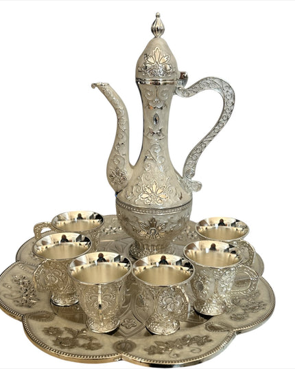 Set Tavă cu carafă + 6 cești Alpaca