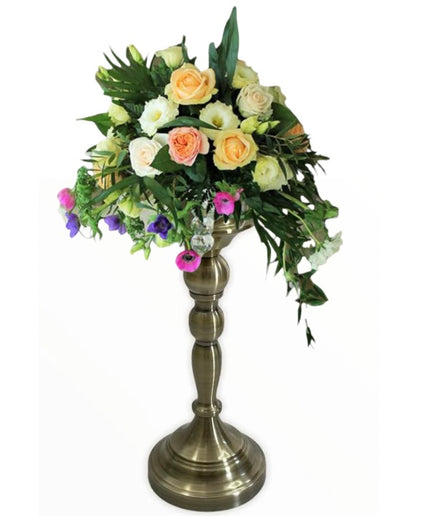 Suport lumânare flori metalic VINTAGE 27cm