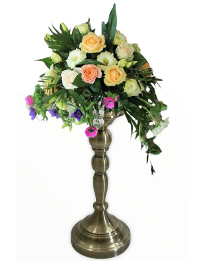 Suport lumânare flori metalic VINTAGE 27cm