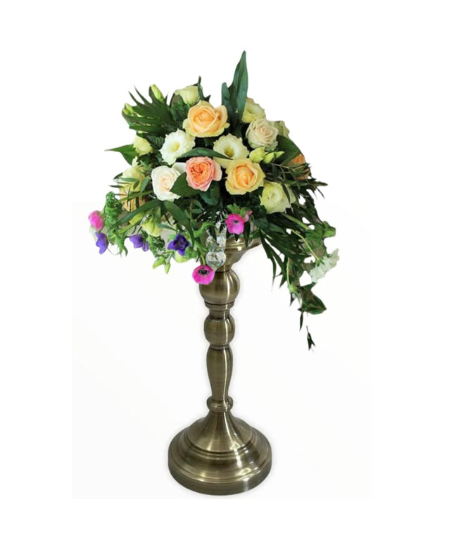 Suport lumânare flori metalic VINTAGE 27cm