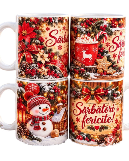 Set 4 Căni “Sărbători fericite!” Crăciun